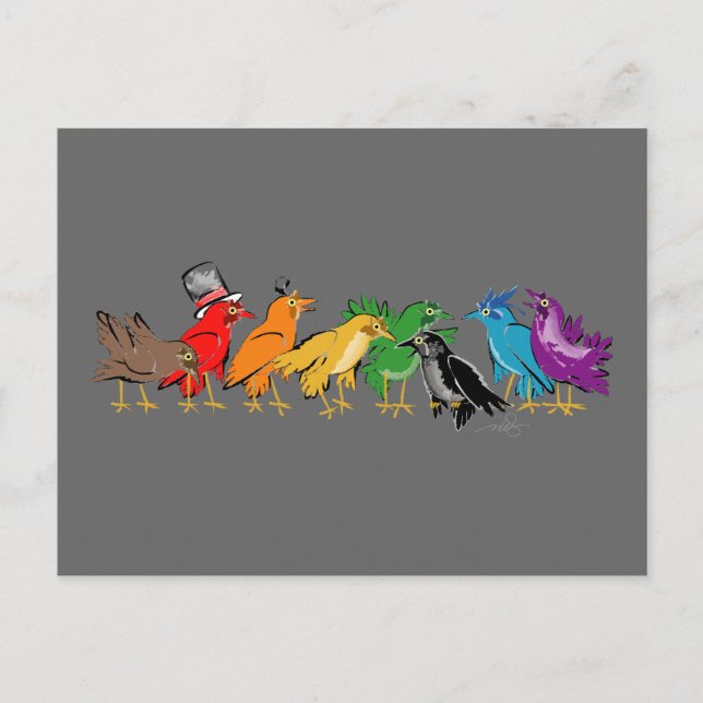 Colourful Birds of a Feather Postcard (Front)