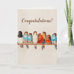 Colourful Birds on a Branch Congratulations  Card