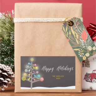 Colourful Birds On A Christmas Tree Happy Holidays Rectangular Sticker