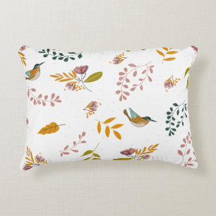 Colourful birds on a floral background decorative cushion