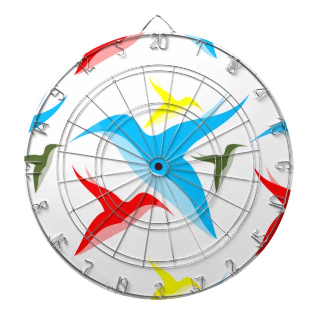Colourful birds on dartboard (Front)