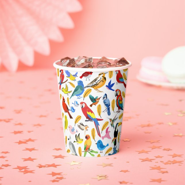 Colourful Birds Paper Cups (Insitu)