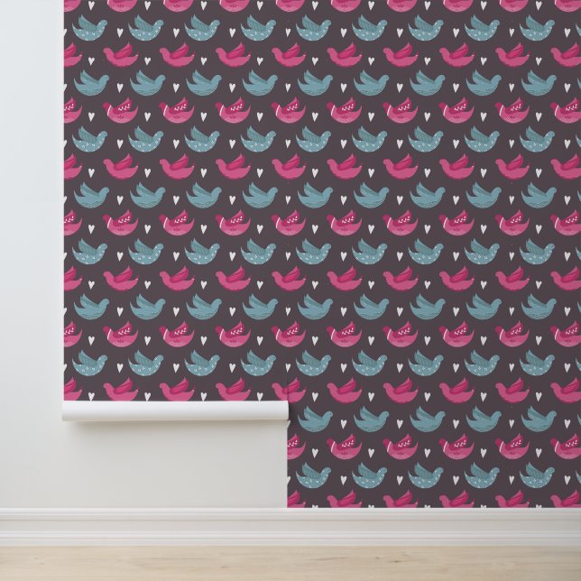 colourful birds pattern wallpaper (Application)