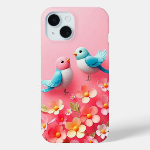 Colourful Birds Perched Among Stunning Flowers iPhone 15 Case