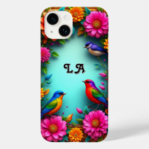 Colourful Birds Perched Among Vibrant Flowers Case-Mate iPhone 14 Case