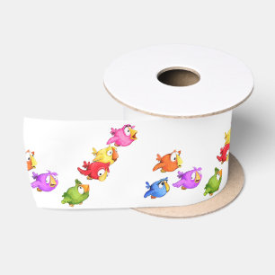 Colourful Birds Ribbon Satin Ribbon