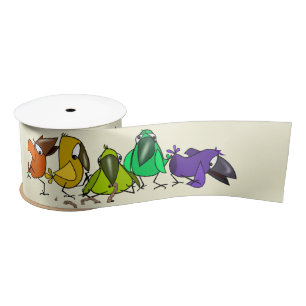 Colourful Birds Ribbon Satin Ribbon