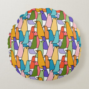Colourful Birds  Round Cushion
