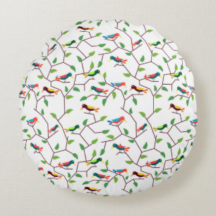 Colourful Birds Round Cushion