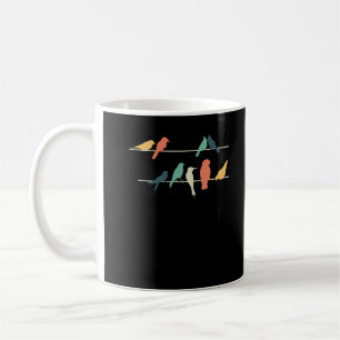 Colourful Birds Sitting On Wires Cute Birding Coffee Mug