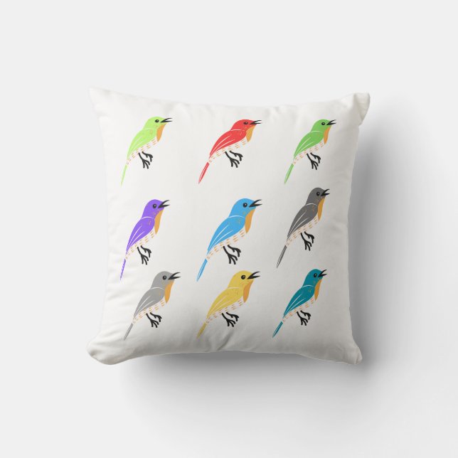 Colourful Birds Square Pillow (Front)