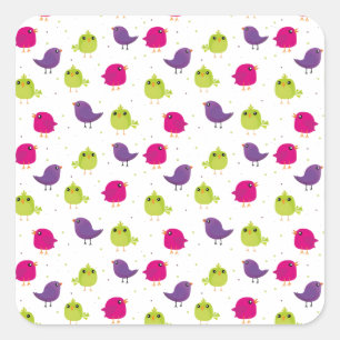Colourful birds square sticker