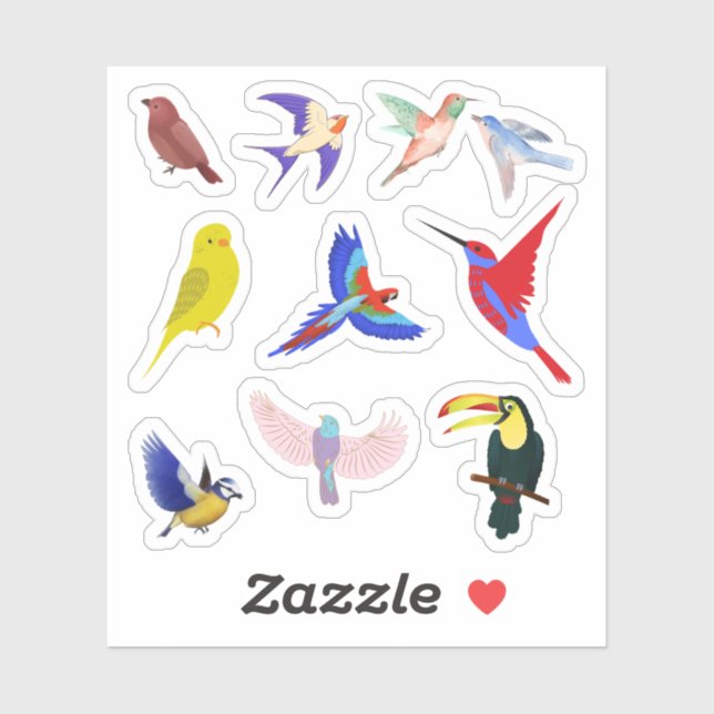 Colourful Birds Stickers (Sheet)