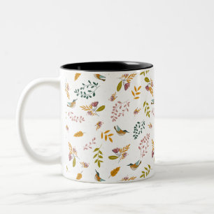 Colourful birds Two-Tone coffee mug