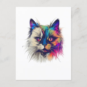 Colourful Birman cat Postcard