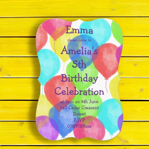 Colourful Birthday Balloon Party Invitation
