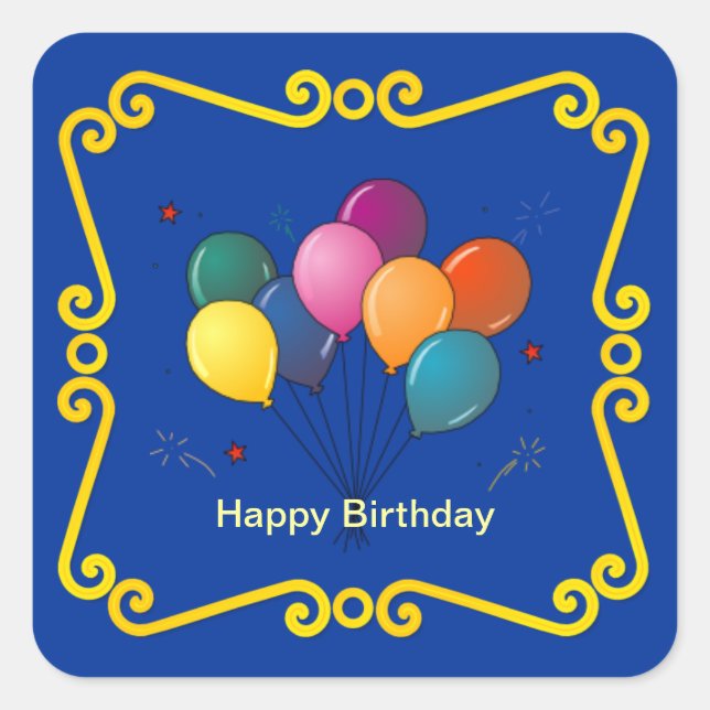 Colourful Birthday Balloons Celebration Sticker (Front)