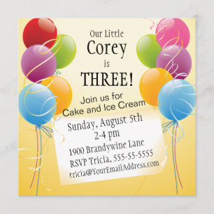 Colourful Birthday Balloons Children's Party Invitation