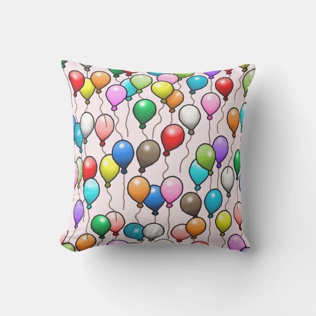 Colourful Birthday Balloons Cushion (Front)