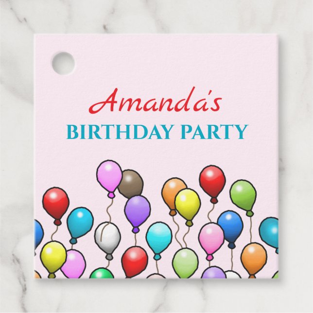 Colourful Birthday Balloons Favour Tags (Front)