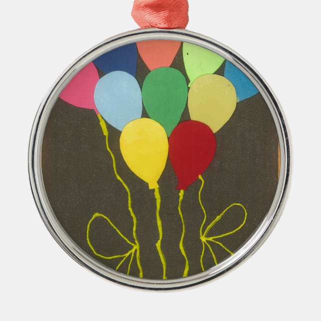 Colourful Birthday Balloons Graphic Art Design Metal Tree Decoration (Front)