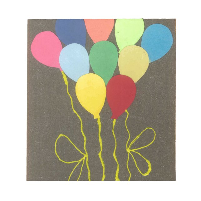 Colourful Birthday Balloons Graphic Art Design Notepad (Front)