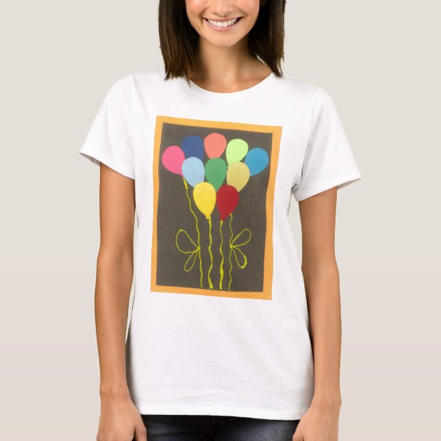 Colourful Birthday Balloons Graphic Art Design T-Shirt (Front)
