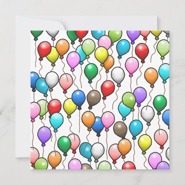 Colourful Birthday Balloons Invitation (Front)