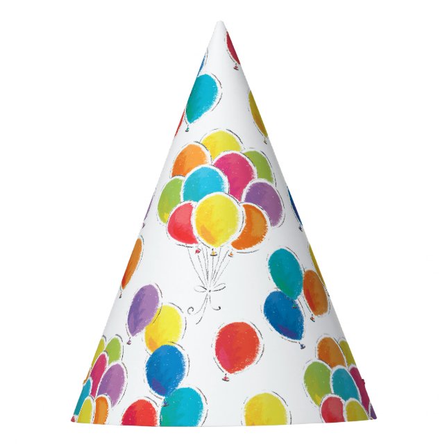 Colourful Birthday Balloons Party Hat (Front)