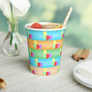 Colourful Birthday Balloons Pattern Paper Cups