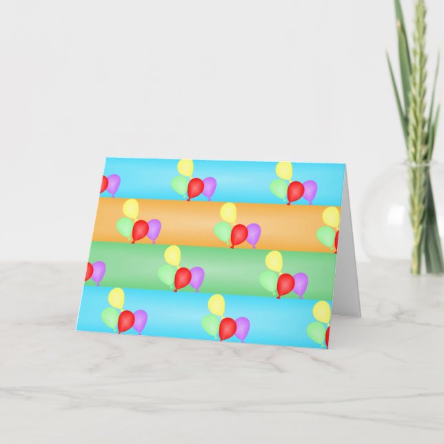 Colourful Birthday Balloons Pattern  Thank You Card (Front)