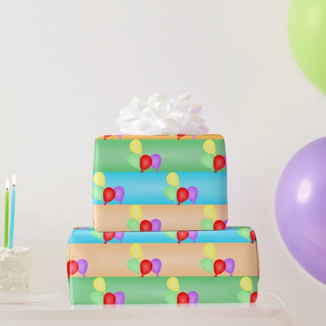 Colourful Birthday Balloons Pattern Wrapping Paper (Party Gifts)