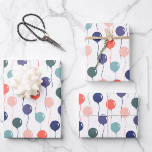 Colourful Birthday Balloons Pattern Wrapping Paper Sheet