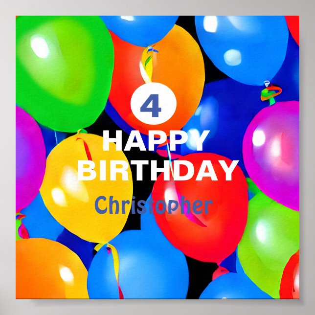 Colourful Birthday Balloons  Poster (Front)