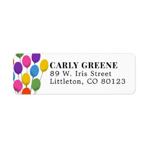 Colourful Birthday Balloons Return Address Label
