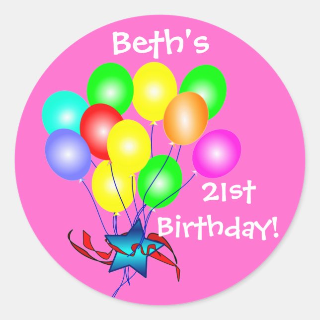 Colourful Birthday Balloons Stickers (Front)