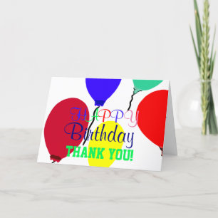 Colourful Birthday Balloons Thank You Card