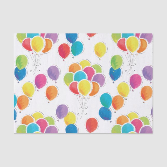 Colourful Birthday Balloons Tissue Paper (Front)