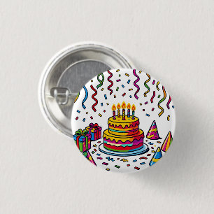 Colourful Birthday Cake Party Celebration 3 Cm Round Badge