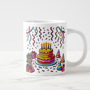 Colourful Birthday Cake Party Celebration Large Coffee Mug