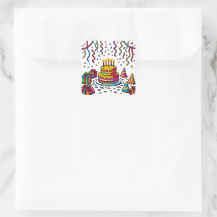Colourful Birthday Cake Party Celebration Square Sticker