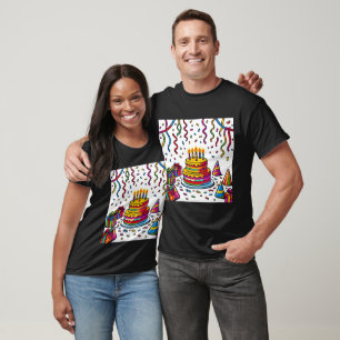Colourful Birthday Cake Party Celebration T-Shirt