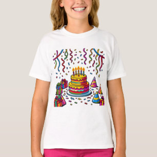 Colourful Birthday Cake Party Celebration T-Shirt