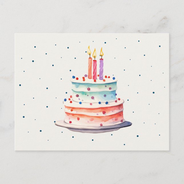Colourful Birthday cake  Postcard (Front)
