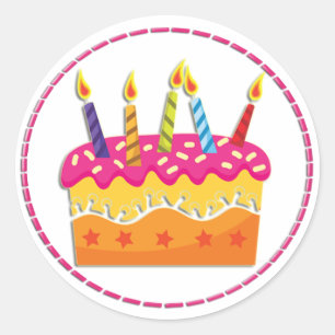 Colourful Birthday Cake Stickers