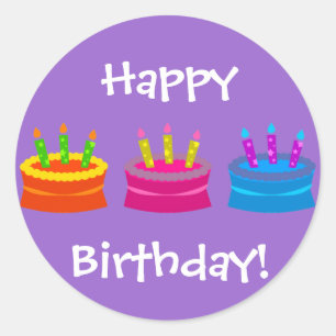 Colourful Birthday Cakes Classic Round Sticker