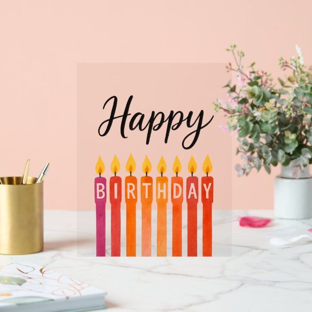 Colourful Birthday Candle – Happy Birthday Acrylic Sign (Wedding)