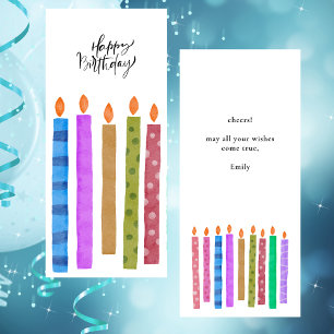 Colourful Birthday Candles Black & White Flat Card