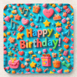 Colourful Birthday Celebration Elements Coaster