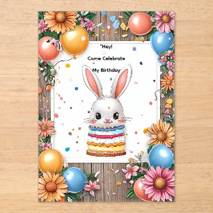 Colourful Birthday Celebration Frame Acrylic Invitations